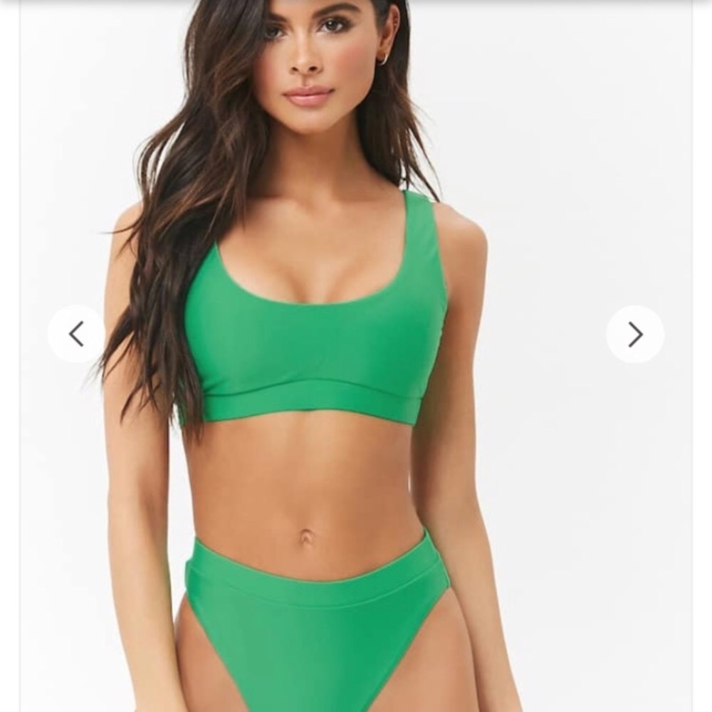 Forever 21 Green scoop neck high waist bikini